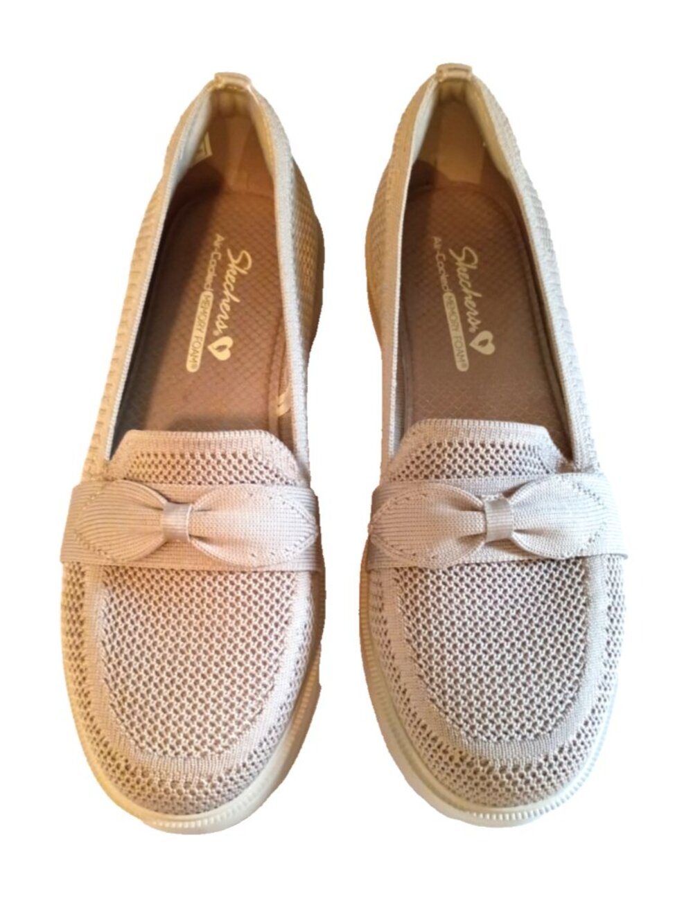 Skechers Cleo Recycled Washable Vegan Knit Loafers Taylor Taupe - 6M